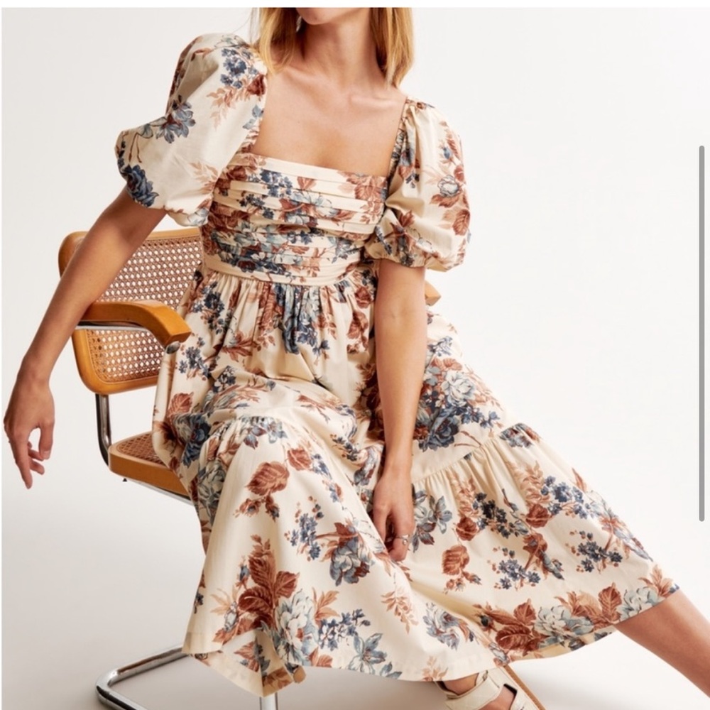 Abercrombie Emerson poplin puff sleeve midi dress - NWT.